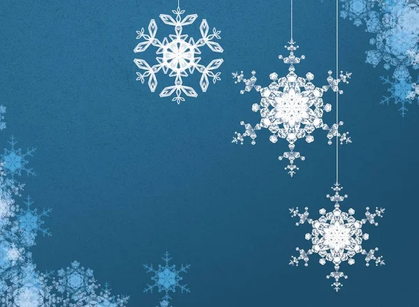Синій Різдвяний Фон Сніжинками — стокове фото