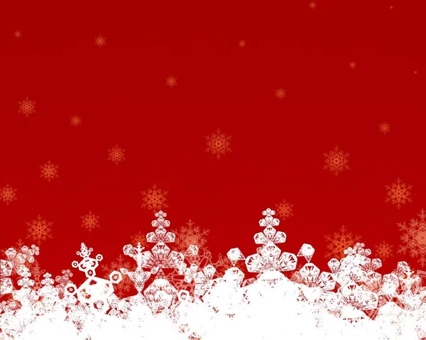 Fondo Rojo Navidad Con Copos Nieve —  Fotos de Stock