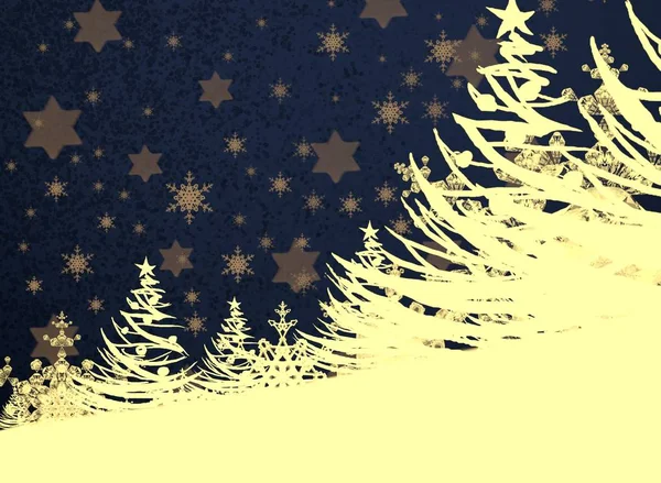 Gelukkige Jaar Achtergrond Met Kerstbomen — Stockfoto