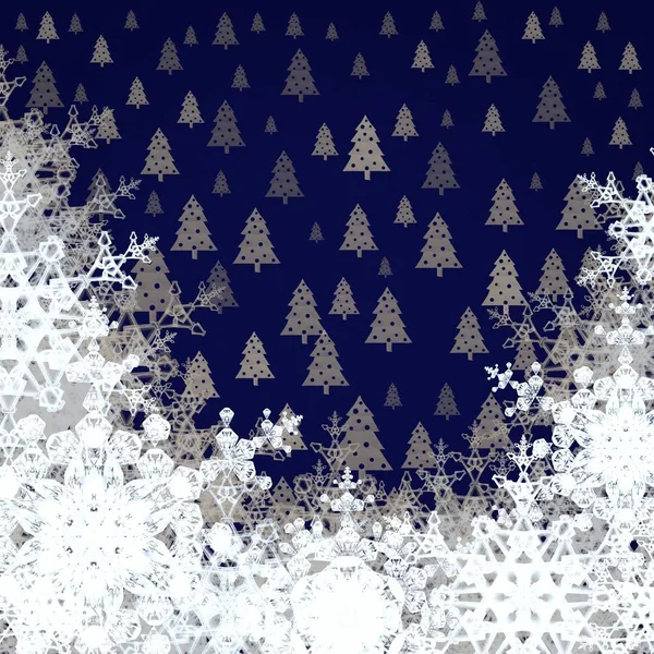 Fondo Navidad Abstracto Con Copos Nieve —  Fotos de Stock