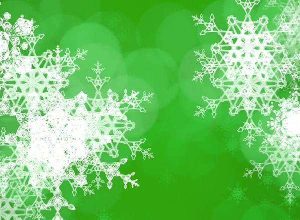 Абстрактный Зеленый Фон Снежинками — стоковое фото
