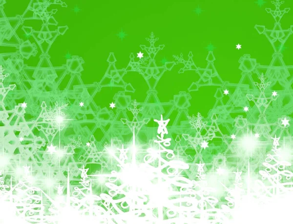 Fondo Navidad Verde Con Copos Nieve — Foto de Stock
