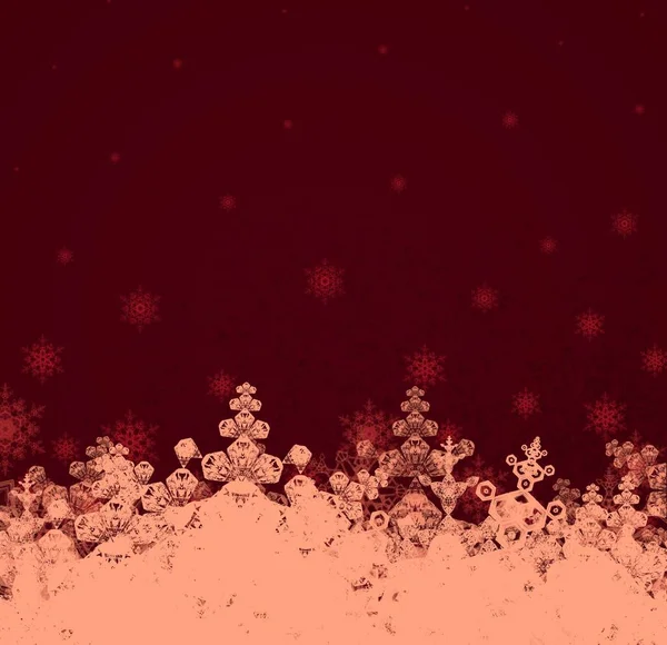 Fundo Árvore Natal Com Flocos Neve — Fotografia de Stock