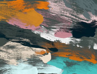 El yapımı tuvale yağlı boya. Soyut sanat dokusu. Renkli doku. Modern sanat eserleri. Yağlı boya darbeleri. Fırça darbeleri. Modern sanat. Çağdaş sanat. Sanatsal tuval.      