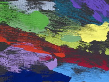 El yapımı tuvale yağlı boya. Soyut sanat dokusu. Renkli doku. Modern sanat eserleri. Yağlı boya darbeleri. Fırça darbeleri. Modern sanat. Çağdaş sanat. Sanatsal tuval.  