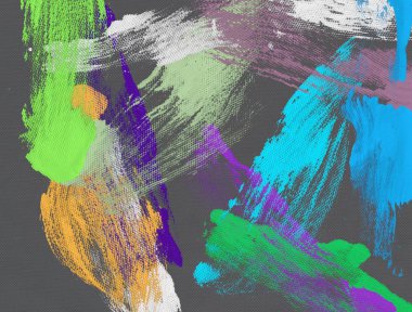 El yapımı tuvale yağlı boya. Soyut sanat dokusu. Renkli doku. Modern sanat eserleri. Yağlı boya darbeleri. Fırça darbeleri. Modern sanat. Çağdaş sanat. Sanatsal tuval.   