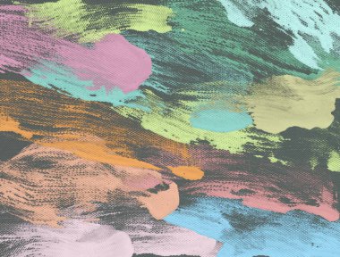 El yapımı tuvale yağlı boya. Soyut sanat dokusu. Renkli doku. Modern sanat eserleri. Yağlı boya darbeleri. Fırça darbeleri. Modern sanat. Çağdaş sanat. Sanatsal tuval.   