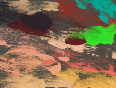 El yapımı tuvale yağlı boya. Soyut sanat dokusu. Renkli doku. Modern sanat eserleri. Yağlı boya darbeleri. Fırça darbeleri. Modern sanat. Çağdaş sanat. Sanatsal tuval.   