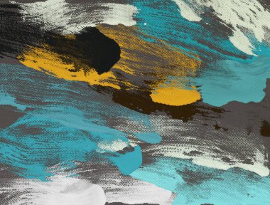 El yapımı tuvale yağlı boya. Soyut sanat dokusu. Renkli doku. Modern sanat eserleri. Yağlı boya darbeleri. Fırça darbeleri. Modern sanat. Çağdaş sanat. Sanatsal tuval.   