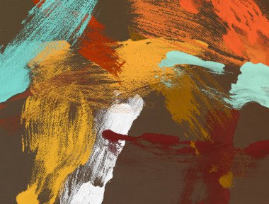 El yapımı tuvale yağlı boya. Soyut sanat dokusu. Renkli doku. Modern sanat eserleri. Yağlı boya darbeleri. Fırça darbeleri. Modern sanat. Çağdaş sanat. Sanatsal tuval.   