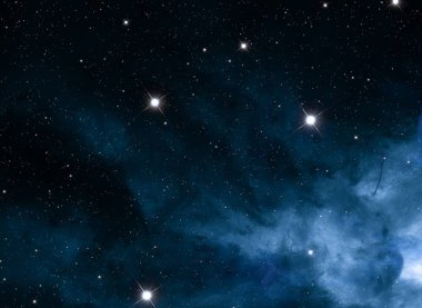 Derin uzay yıldız alanı. Evren yıldızlarla ve gazla dolu. çok uzak bir evren çizimi.