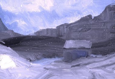 Dağlarda kış manzarası 