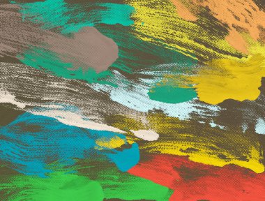 El yapımı tuvale yağlı boya. Soyut sanat dokusu. Renkli doku. Modern sanat eserleri. Yağlı boya darbeleri. Fırça darbeleri. Modern sanat. Çağdaş sanat. Sanatsal tuval. 