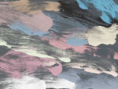 El yapımı tuvale yağlı boya. Soyut sanat dokusu. Renkli doku. Modern sanat eserleri. Yağlı boya darbeleri. Fırça darbeleri. Modern sanat. Çağdaş sanat. Sanatsal tuval.   