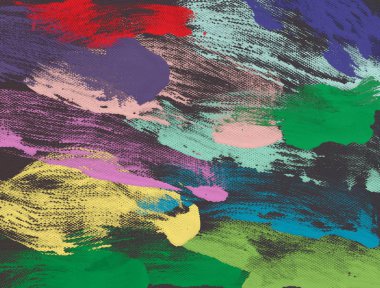 El yapımı tuvale yağlı boya. Soyut sanat dokusu. Renkli doku. Modern sanat eserleri. Yağlı boya darbeleri. Fırça darbeleri. Modern sanat. Çağdaş sanat. Sanatsal tuval. 