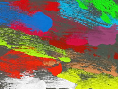 El yapımı tuvale yağlı boya. Soyut sanat dokusu. Renkli doku. Modern sanat eserleri. Yağlı boya darbeleri. Fırça darbeleri. Modern sanat. Çağdaş sanat. Sanatsal tuval.  