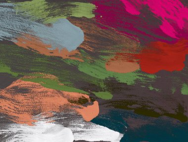 Tuval el yapımı yağlıboya. Renkli doku.