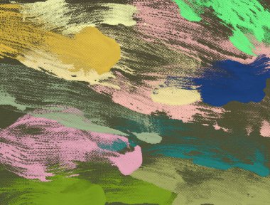 El yapımı tuvale yağlı boya. Soyut sanat dokusu. Renkli doku. Modern sanat eserleri. Yağlı boya darbeleri. Fırça darbeleri. Modern sanat. Çağdaş sanat. Sanatsal tuval.   