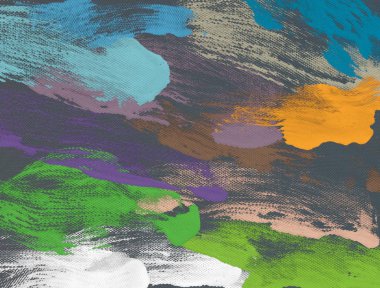 El yapımı tuvale yağlı boya. Soyut sanat dokusu. Renkli doku. Modern sanat eserleri. Yağlı boya darbeleri. Fırça darbeleri. Modern sanat. Çağdaş sanat. Sanatsal tuval.   