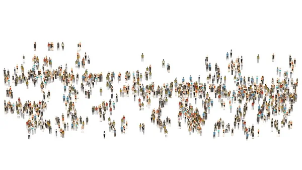 Толпа Белом Фоне Большая Толпа Людей Мультфильм Люди Белом Фоне — стоковое фото