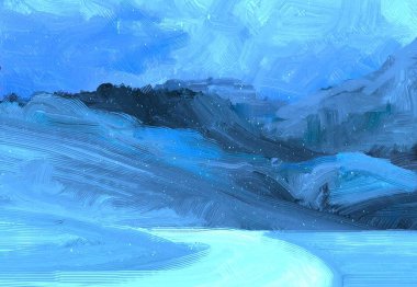 Dağlarda kış manzarası 