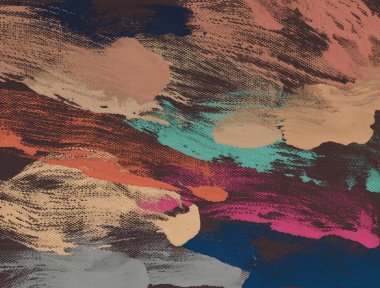 El yapımı tuvale yağlı boya. Soyut sanat dokusu. Renkli doku. Modern sanat eserleri. Yağlı boya darbeleri. Fırça darbeleri. Modern sanat. Çağdaş sanat. Sanatsal tuval.   