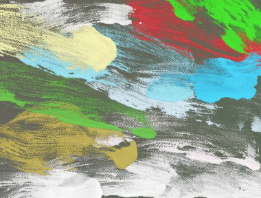 El yapımı tuvale yağlı boya. Soyut sanat dokusu. Renkli doku. Modern sanat eserleri. Yağlı boya darbeleri. Fırça darbeleri. Modern sanat. Çağdaş sanat. Sanatsal tuval.   