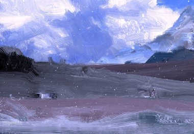 Dağlarda kış manzarası 