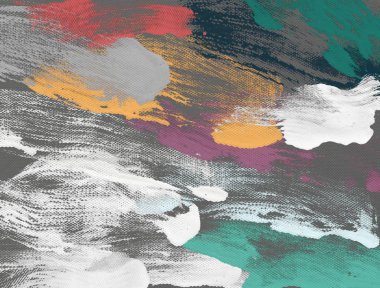 El yapımı tuvale yağlı boya. Soyut sanat dokusu. Renkli doku. Modern sanat eserleri. Yağlı boya darbeleri. Fırça darbeleri. Modern sanat. Çağdaş sanat. Sanatsal tuval.   