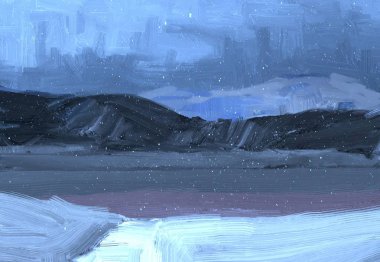 Dağlarda kış manzarası