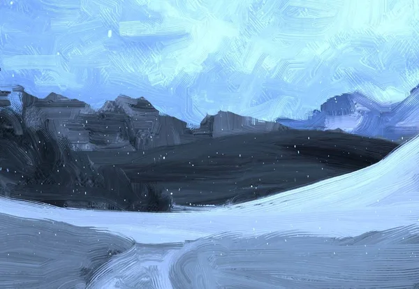 Paesaggio Invernale Con Neve Montagne — Foto Stock