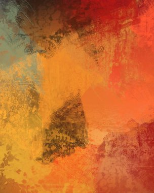 Sanatsal arka plan görüntüsü. Tuval üzerine soyut resim. Çağdaş sanat. El yapımı sanat. Renkli doku. Modern sanat eserleri. Yağlı boya darbeleri. Fırça darbeleri.