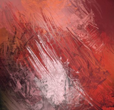 Sanatsal arka plan görüntüsü. Tuval üzerine soyut resim. Çağdaş sanat. El yapımı sanat. Renkli doku. Modern sanat eserleri. Yağlı boya darbeleri. Fırça darbeleri.