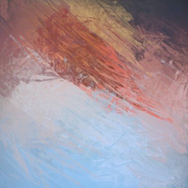 Sanatsal arka plan görüntüsü. Tuval üzerine soyut resim. Çağdaş sanat. El yapımı sanat. Renkli doku. Modern sanat eserleri. Yağlı boya darbeleri. Fırça darbeleri.