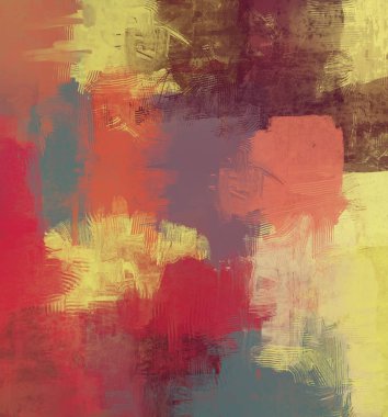 Sanatsal arka plan görüntüsü. Tuval üzerine soyut resim. Çağdaş sanat. El yapımı sanat. Renkli doku. Modern sanat eserleri. Yağlı boya darbeleri. Fırça darbeleri.