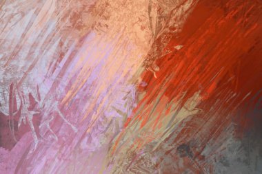 Sanatsal arka plan görüntüsü. Tuval üzerine soyut resim. Çağdaş sanat. El yapımı sanat. Renkli doku. Modern sanat eserleri. Yağlı boya darbeleri. Fırça darbeleri.