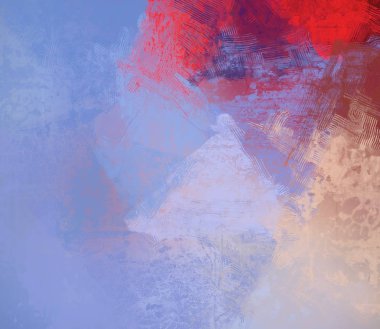 Sanatsal arka plan görüntüsü. Tuval üzerine soyut resim. Çağdaş sanat. El yapımı sanat. Renkli doku. Modern sanat eserleri. Yağlı boya darbeleri. Fırça darbeleri.