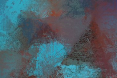 Sanatsal arka plan görüntüsü. Tuval üzerine soyut resim. Çağdaş sanat. El yapımı sanat. Renkli doku. Modern sanat eserleri. Yağlı boya darbeleri. Fırça darbeleri.