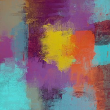 2D çizim. Sanatsal arkaplan resmi. Tablo üzerinde soyut resim. Çağdaş sanat. El yapımı sanat. Renkli doku. Modern sanat eserleri. Fırça darbeleri. Yüzeyde yağlı boya izleri.