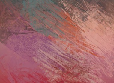 Sanatsal arka plan görüntüsü. Tuval üzerine soyut resim. Çağdaş sanat. El yapımı sanat. Renkli doku. Modern sanat eserleri. Yağlı boya darbeleri. Fırça darbeleri.