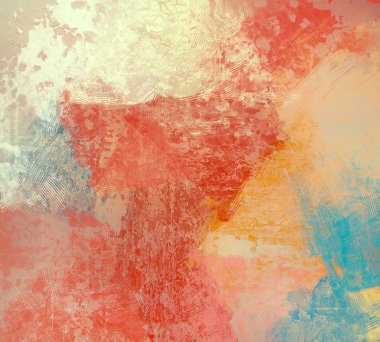 Sanatsal arka plan görüntüsü. Tuval üzerine soyut resim. Çağdaş sanat. El yapımı sanat. Renkli doku. Modern sanat eserleri. Yağlı boya darbeleri. Fırça darbeleri.