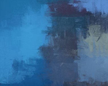 2D çizim. Sanatsal arkaplan resmi. Tablo üzerinde soyut resim. Çağdaş sanat. El yapımı sanat. Renkli doku. Modern sanat eserleri. Fırça darbeleri. Yüzeyde yağlı boya izleri.