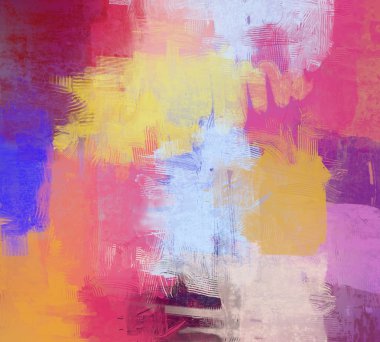 2d illüstrasyon. Sanatsal arka plan görüntüsü. Tuval üzerine soyut resim. Çağdaş sanat. El yapımı sanat. Renkli doku. Modern sanat eserleri. Fırça darbeleri. Yüzeyde yağ boya sıyrıkları ile boyama 