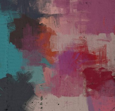 2d illüstrasyon. Sanatsal arka plan görüntüsü. Tuval üzerine soyut resim. Çağdaş sanat. El yapımı sanat. Renkli doku. Modern sanat eserleri. Yağlı boya darbeleri. Fırça darbeleri.