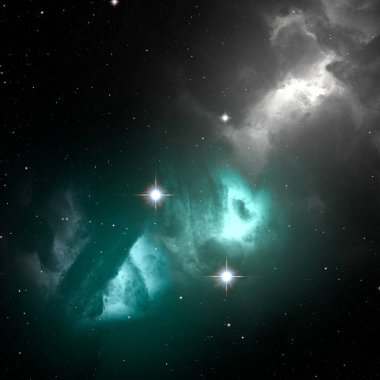 Derin uzay yıldız alanı. Evren yıldızlarla ve gazla dolu. çok uzak bir evren çizimi. 