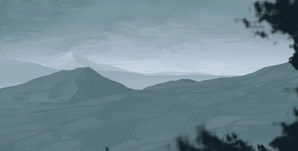 Illustration Mountains Scotland Digital Painting Art Hand Made Drawing — Stock Photo, Image