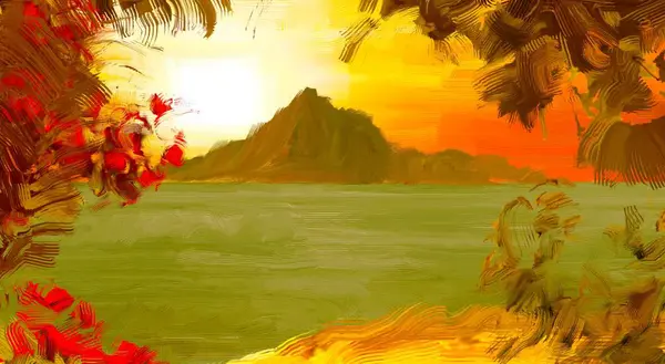 Tropical Beach Sunset Background — Stock Photo, Image