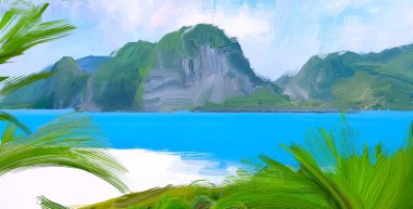 Guaj veya akrilik boyalar ile deniz manzarası çizim