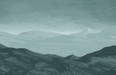 sisli dağlar ile soyut siluetli arka plan