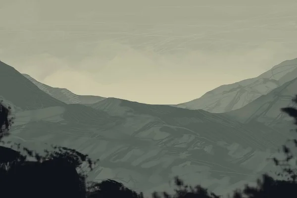 Ilustração Montanhas Selvagens Arte Digital Pintura Digital Artesanal — Fotografia de Stock